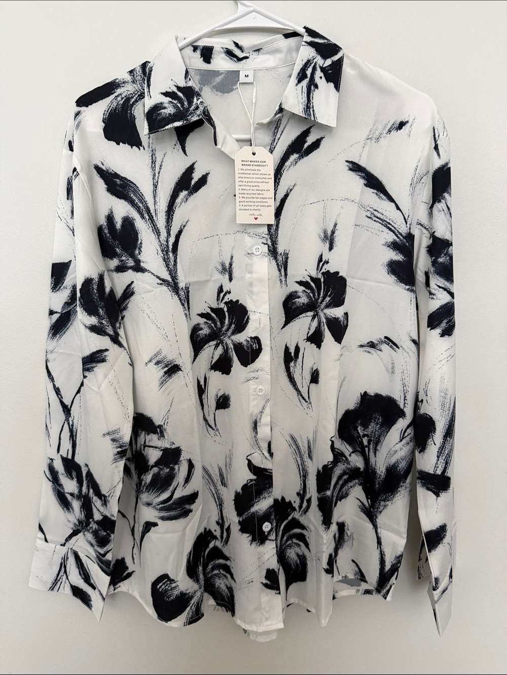 Black & White Floral Button-Up Shirt